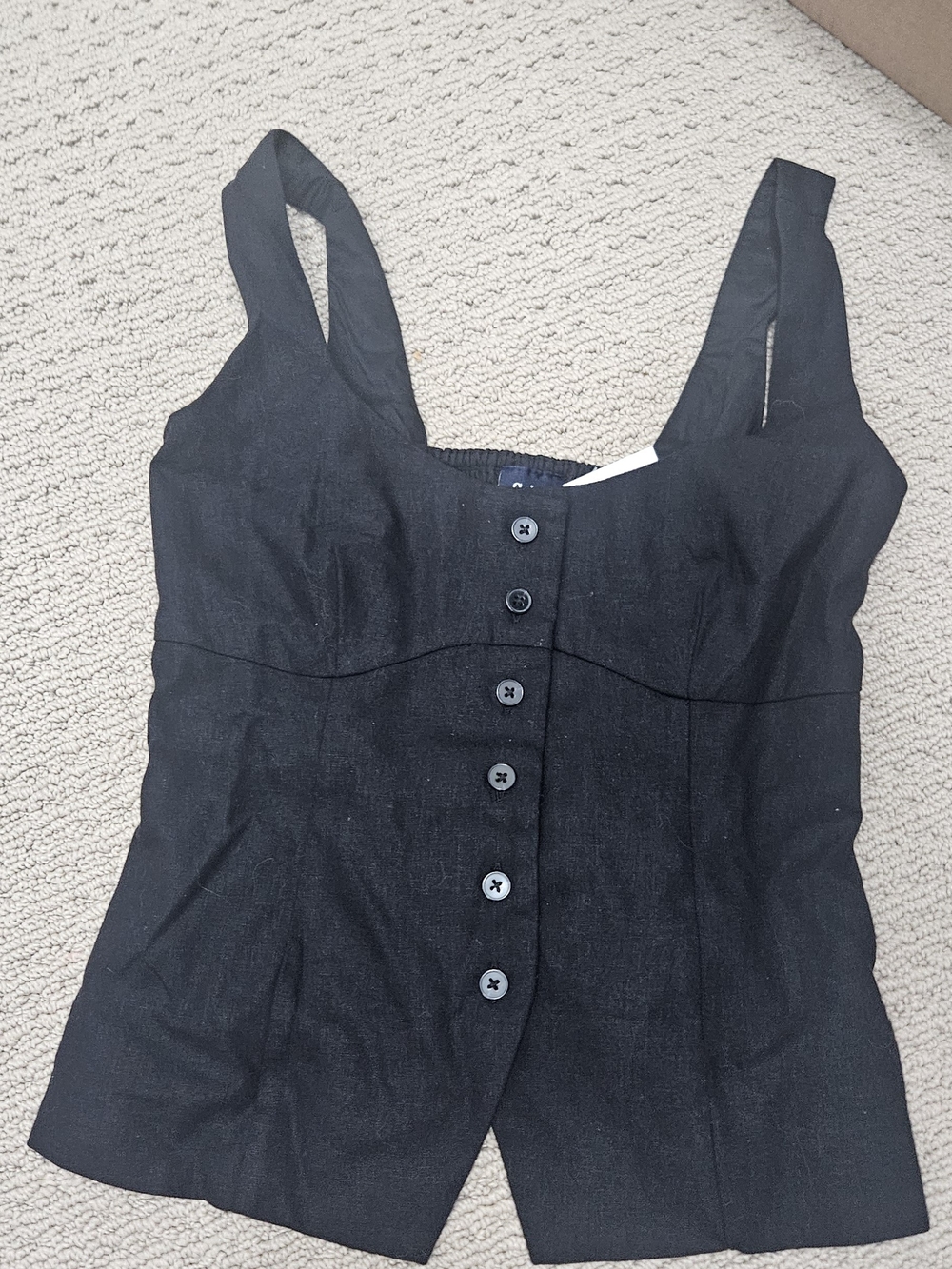 New XS Linen (55%) Corset Top GAP Black Hidden Zip Sleeveless Camisole